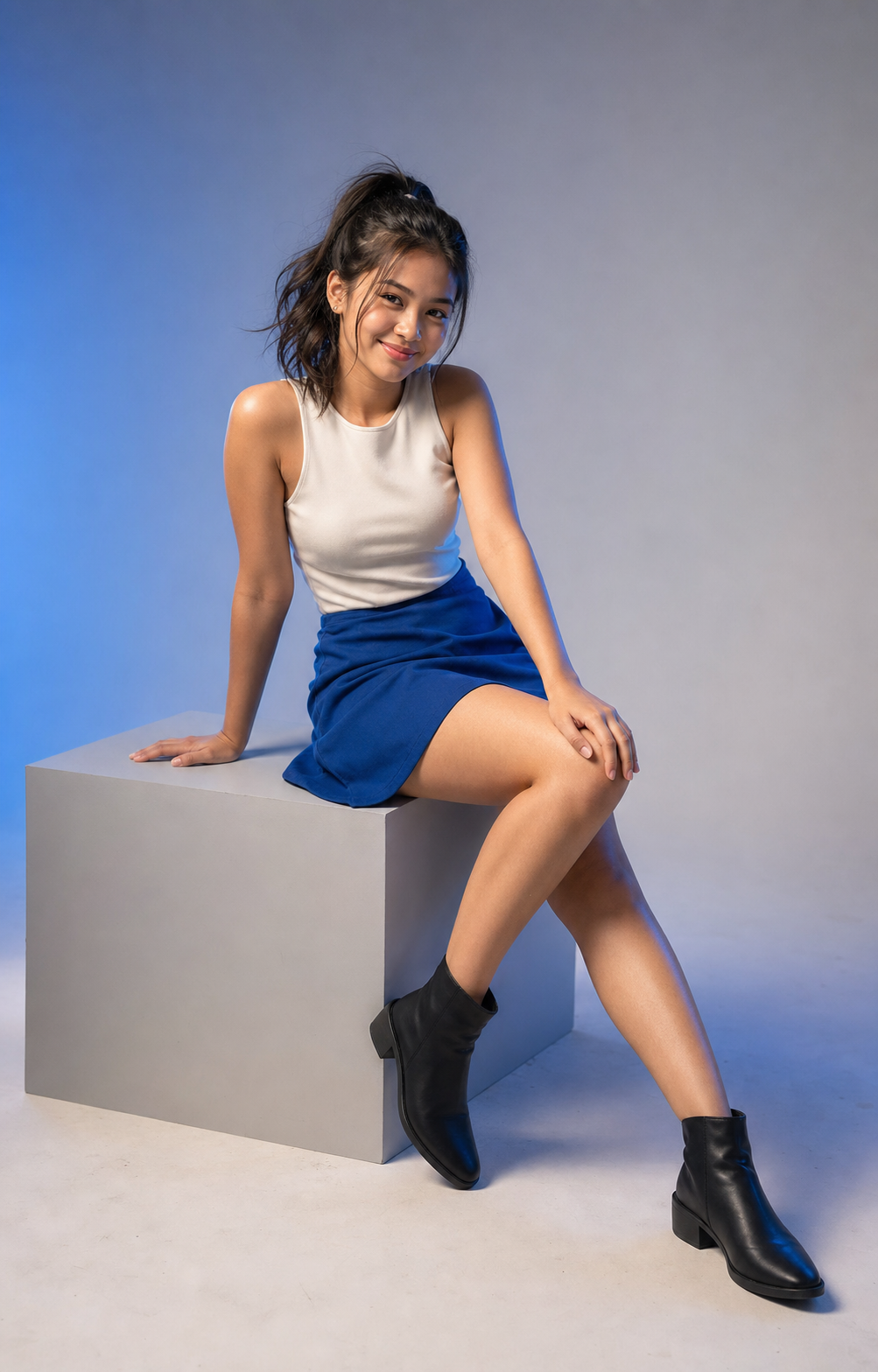 Young woman in a contemporary studio portrait